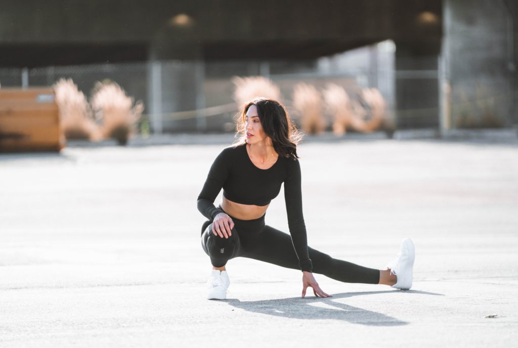 Person stretching before a morning workout