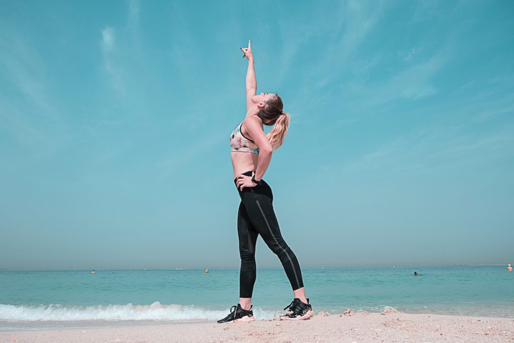 person pointing to the sky, who can use affirmations