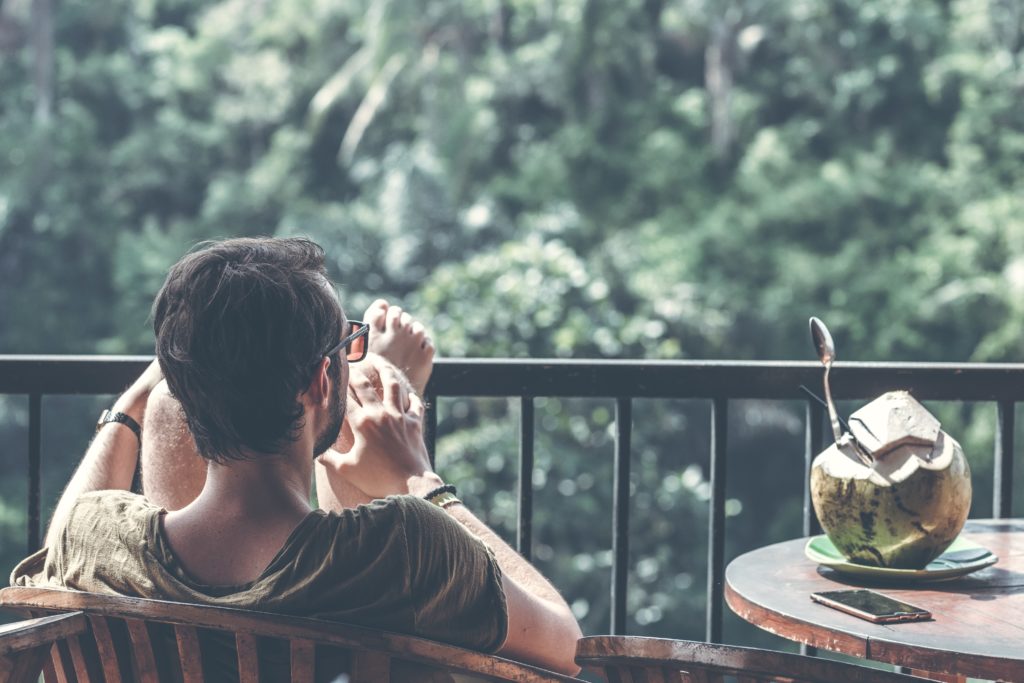 person relaxing and having a quiet life