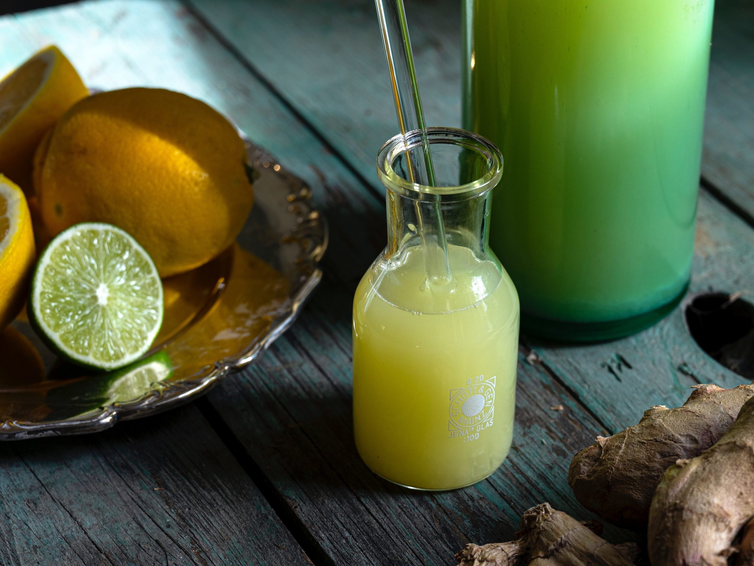 wellness shot for bloating, lemon and ginger